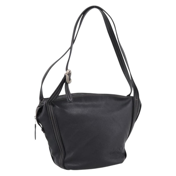 LOEWE Shoulder Bag Leather Black Silver Auth 205333V