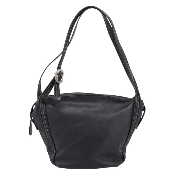 LOEWE Shoulder Bag Leather Black Silver Auth 205333V