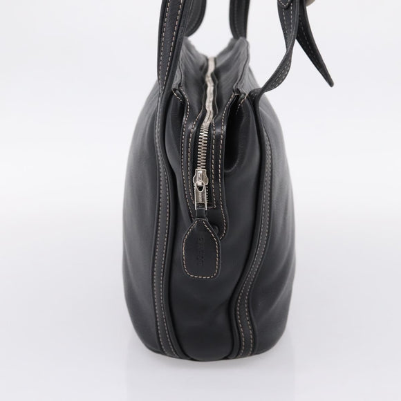 LOEWE Shoulder Bag Leather Black Silver Auth 205333V