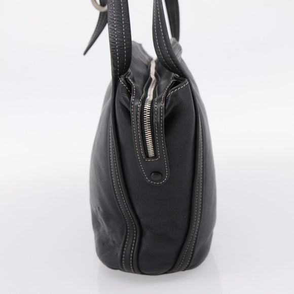 LOEWE Shoulder Bag Leather Black Silver Auth 205333V