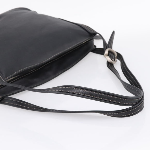 LOEWE Shoulder Bag Leather Black Silver Auth 205333V