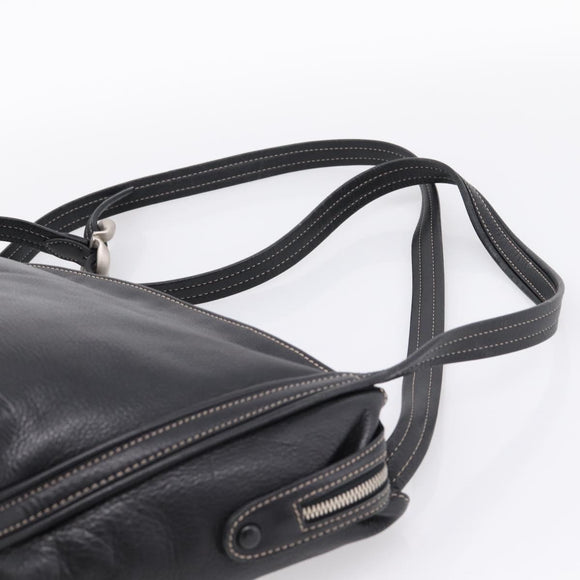 LOEWE Shoulder Bag Leather Black Silver Auth 205333V