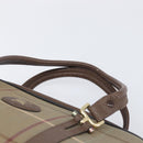 Burberrys Nova Check Hand Bag Canvas Beige Gold Auth 205340-15