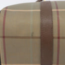 Burberrys Nova Check Hand Bag Canvas Beige Gold Auth 205340-9