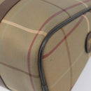 Burberrys Nova Check Hand Bag Canvas Beige Gold Auth 205340-17