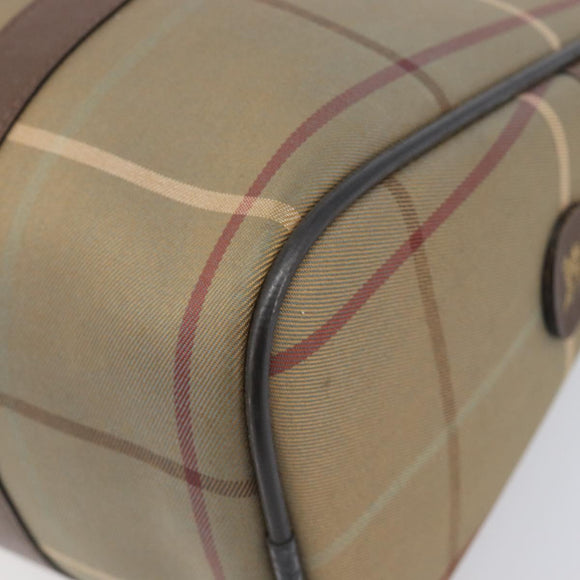 Burberrys Nova Check Hand Bag Canvas Beige Gold Auth 205340