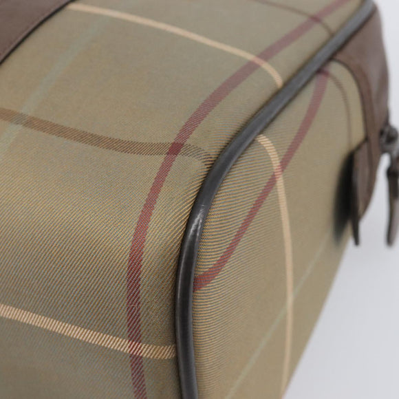 Burberrys Nova Check Hand Bag Canvas Beige Gold Auth 205340