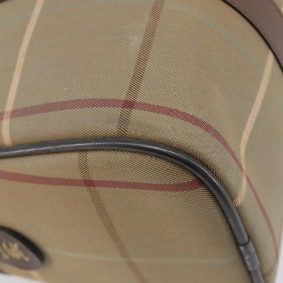Burberrys Nova Check Hand Bag Canvas Beige Gold Auth 205340