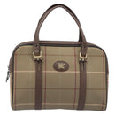 Burberrys Nova Check Hand Bag Canvas Beige Gold Auth 205340-13