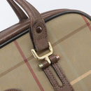 Burberrys Nova Check Hand Bag Canvas Beige Gold Auth 205340-22