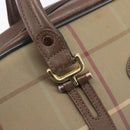 Burberrys Nova Check Hand Bag Canvas Beige Gold Auth 205340-23