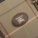 Burberrys Nova Check Hand Bag Canvas Beige Gold Auth 205340-24