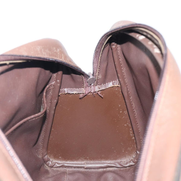 Burberrys Nova Check Hand Bag Canvas Beige Gold Auth 205340