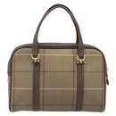Burberrys Nova Check Hand Bag Canvas Beige Gold Auth 205340-2