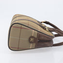 Burberrys Nova Check Hand Bag Canvas Beige Gold Auth 205340-5