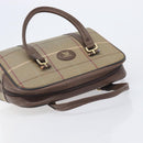 Burberrys Nova Check Hand Bag Canvas Beige Gold Auth 205340-14