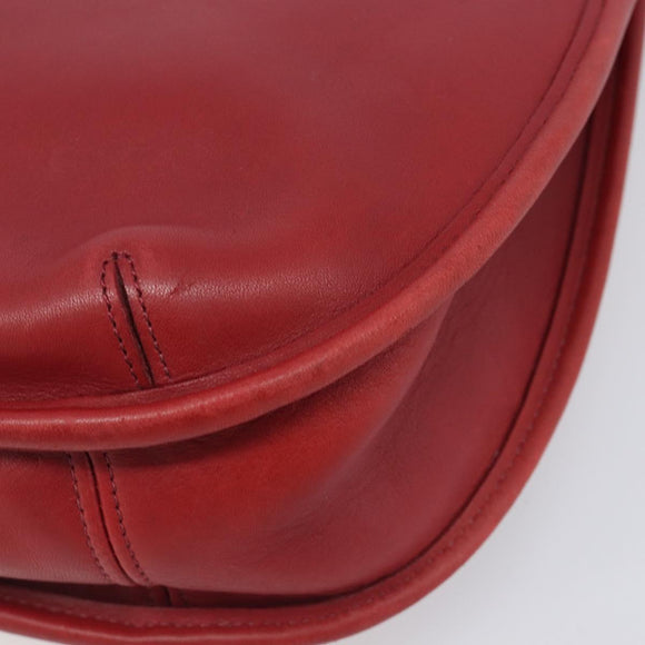 Coach Shoulder Bag Leather Red Gold Auth 205341A