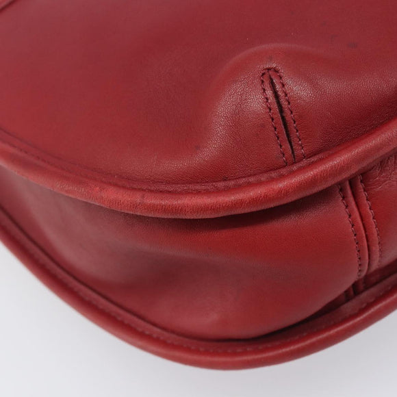 Coach Shoulder Bag Leather Red Gold Auth 205341A