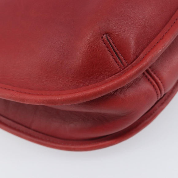 Coach Shoulder Bag Leather Red Gold Auth 205341A