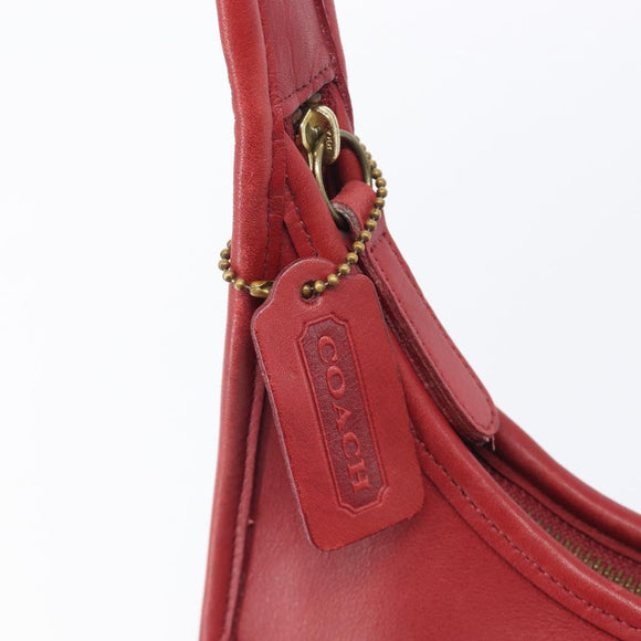 Coach Shoulder Bag Leather Red Gold Auth 205341A