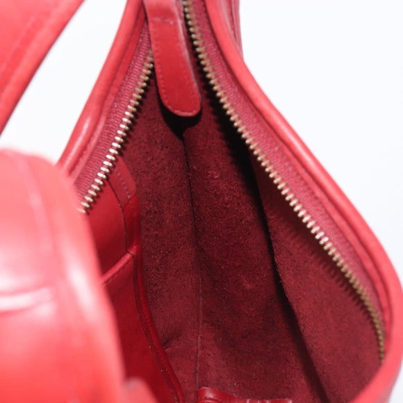 Coach Shoulder Bag Leather Red Gold Auth 205341A