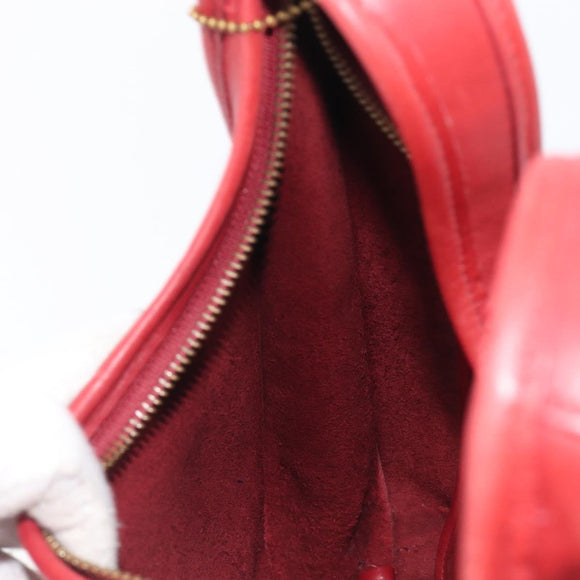 Coach Shoulder Bag Leather Red Gold Auth 205341A