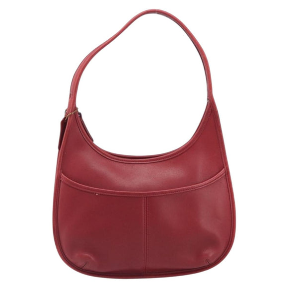 Coach Shoulder Bag Leather Red Gold Auth 205341A