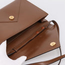 CELINE Shoulder Bag Leather Brown Gold Auth 205342-10