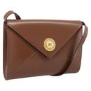 CELINE Shoulder Bag Leather Brown Gold Auth 205342-1