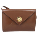 CELINE Shoulder Bag Leather Brown Gold Auth 205342-13