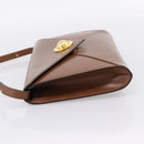 CELINE Shoulder Bag Leather Brown Gold Auth 205342-3