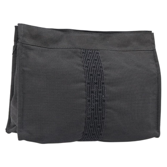 HERMES Her Line Clutch Bag Canvas Gray Auth 205344A