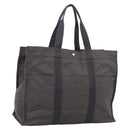 HERMES Her Line Tote TGM Tote Bag Canvas Gray Silver Auth 205345V-1