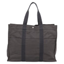 HERMES Her Line Tote TGM Tote Bag Canvas Gray Silver Auth 205345V-2