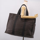 HERMES Her Line Tote TGM Tote Bag Canvas Gray Silver Auth 205345V-20