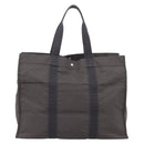 HERMES Her Line Tote TGM Tote Bag Canvas Gray Silver Auth 205345V-3
