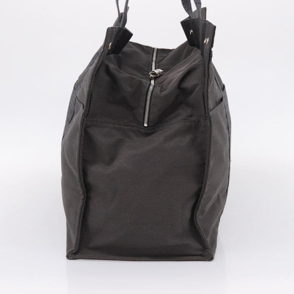 HERMES Her Line Tote TGM Tote Bag Canvas Gray Silver Auth 205345V