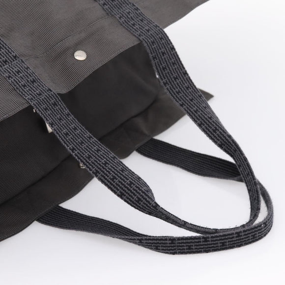 HERMES Her Line Tote TGM Tote Bag Canvas Gray Silver Auth 205345V