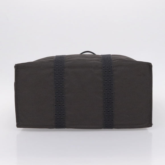 HERMES Her Line Tote TGM Tote Bag Canvas Gray Silver Auth 205345V