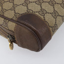 GUCCI GG Supreme Web Sherry Line Clutch Bag PVC Beige Gold Auth 205347-10
