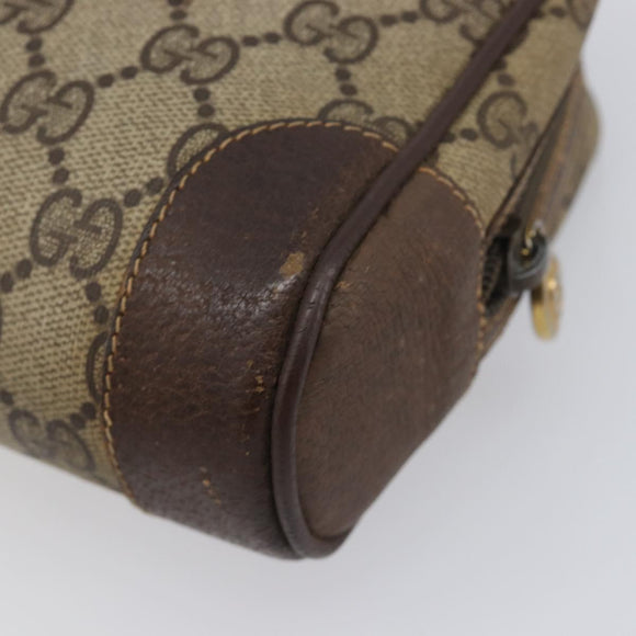 GUCCI GG Supreme Web Sherry Line Clutch Bag PVC Beige Gold Auth 205347