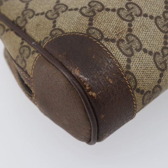 GUCCI GG Supreme Web Sherry Line Clutch Bag PVC Beige Gold Auth 205347