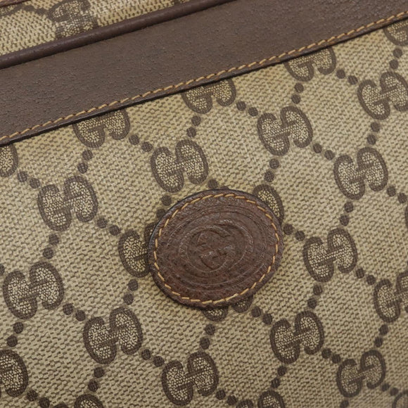 GUCCI GG Supreme Web Sherry Line Clutch Bag PVC Beige Gold Auth 205347