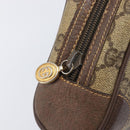 GUCCI GG Supreme Web Sherry Line Clutch Bag PVC Beige Gold Auth 205347-14