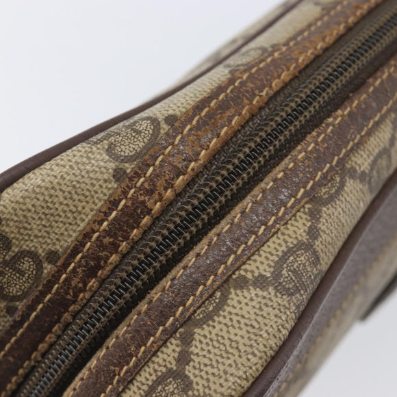 GUCCI GG Supreme Web Sherry Line Clutch Bag PVC Beige Gold Auth 205347