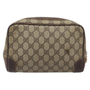 GUCCI GG Supreme Web Sherry Line Clutch Bag PVC Beige Gold Auth 205347-3