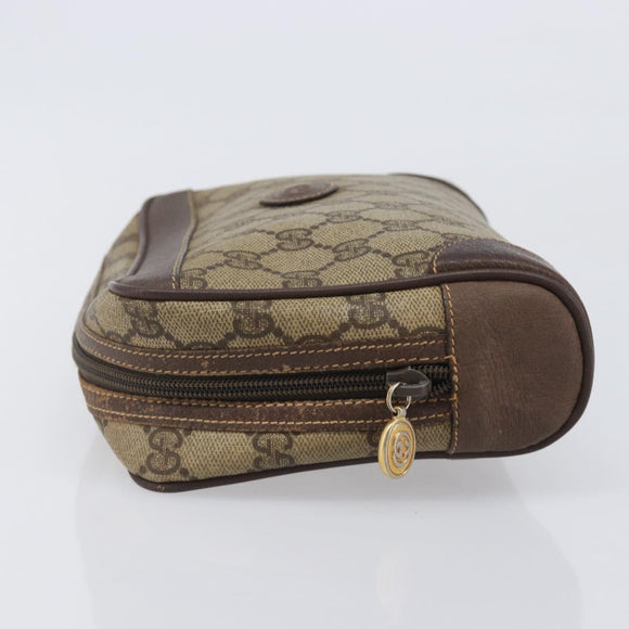 GUCCI GG Supreme Web Sherry Line Clutch Bag PVC Beige Gold Auth 205347