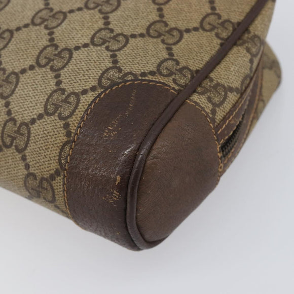 GUCCI GG Supreme Web Sherry Line Clutch Bag PVC Beige Gold Auth 205347
