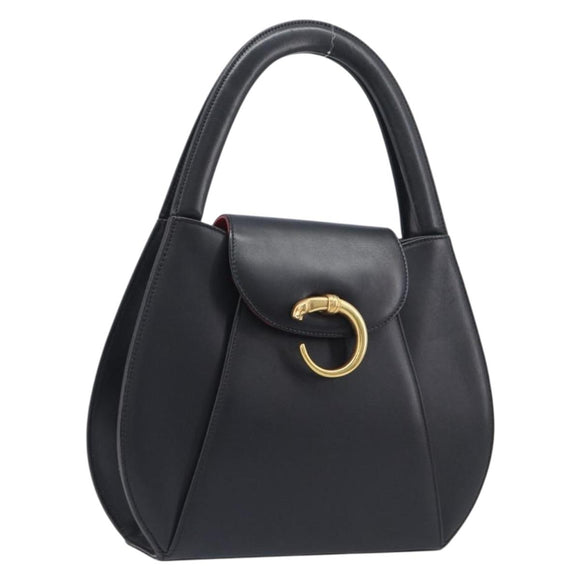 Cartier PANTHERE Hand Bag Leather Black Gold Auth 205349V