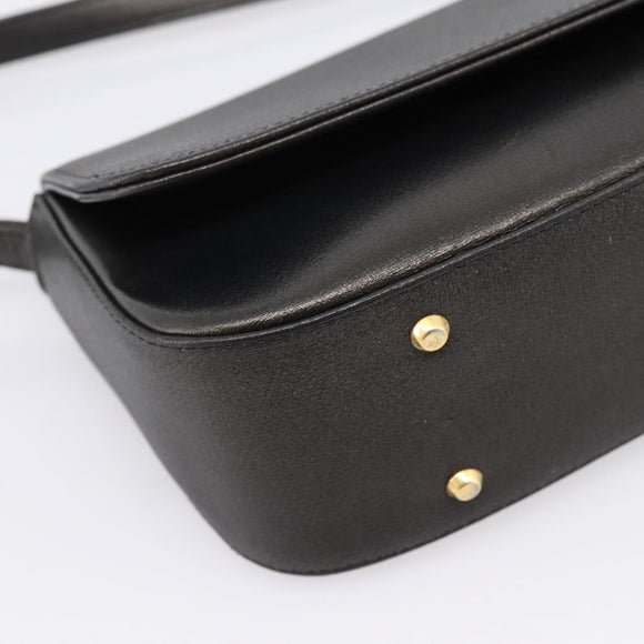 GIVENCHY Shoulder Bag Leather Black Gold Auth 205350A